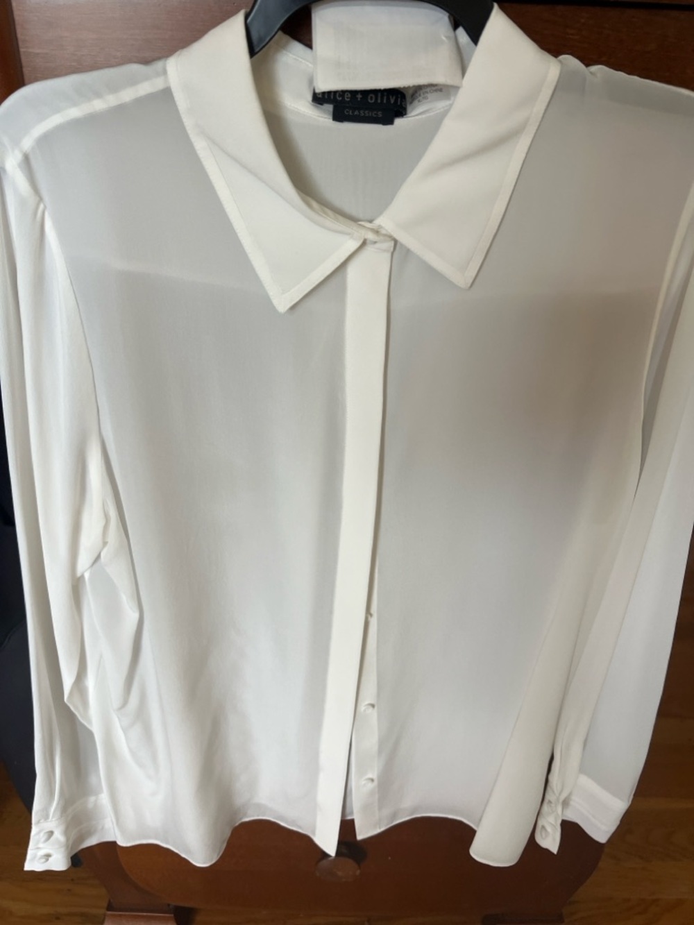 Alice + Olivia Ivory Button Front Blouse XL Classic Collared Top